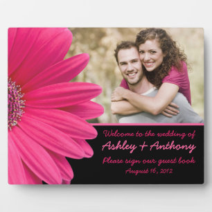 Pink Gerbera Daisy Wedding Photo Sign Plaque Fotoplaat