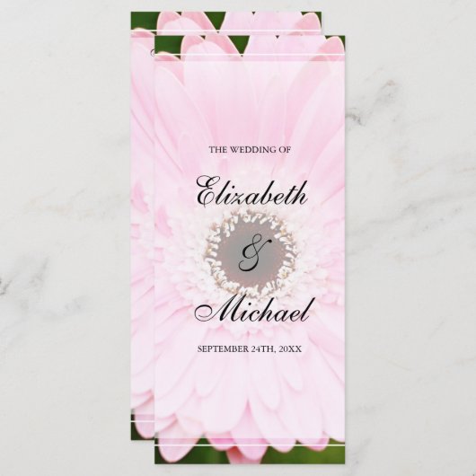 Pink Gerbera Daisy Wedding Programma Programmakaart (Voorkant / Achterkant)