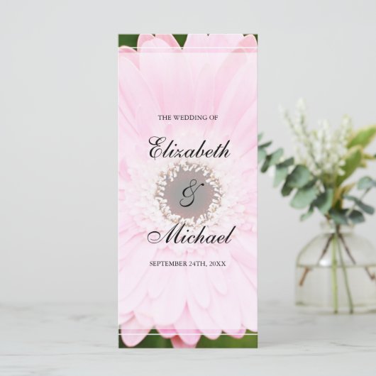 Pink Gerbera Daisy Wedding Programma Programmakaart (Staand voorkant)