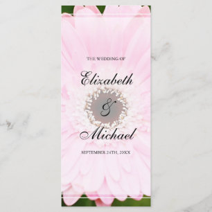 Pink Gerbera Daisy Wedding Programme Programmakaart
