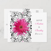 Pink Gerbera Daisy Wedding RSVP Reageer Briefkaart (Voorkant / Achterkant)