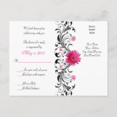 Pink Gerbera Daisy Wedding RSVP Reageer Briefkaart (Achterkant)