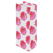 Pink gerbera daisy wijn cadeautas (Achterkant Gekanteld)