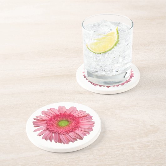 Pink Gerbera Daisy Zandsteen Onderzetter (Zijkant)