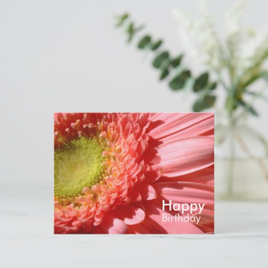 Pink Gerbera - Gelukkige Verjaardag Briefkaart (Staand voorkant)