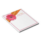 Pink Gerbera Oranje Ribbon Personalized Notitieblo Notitieblok (Schuin)
