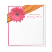 Pink Gerbera Oranje Ribbon Personalized Notitieblo Notitieblok (Voorkant)