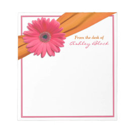 Pink Gerbera Oranje Ribbon Personalized Notitieblo Notitieblok