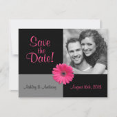 Pink Gerbera Photo Weddenschap Save the Date (Voorkant)
