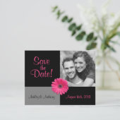 Pink Gerbera Photo Weddenschap Save the Date (Staand voorkant)