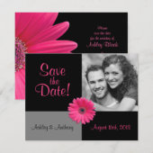 Pink Gerbera Photo Weddenschap Save the Date (Voorkant / Achterkant)