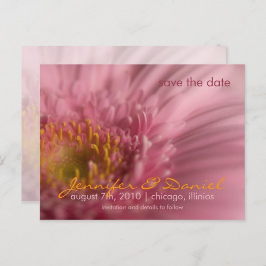 Pink Gerbera · Save the Date Briefkaart (Voorkant / Achterkant)