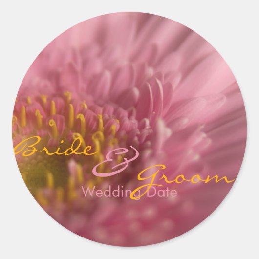 Pink Gerbera · Save the Date Sticker (Voorkant)