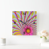 Pink Gerbera Wall Clock Vierkante Klok (Huis)
