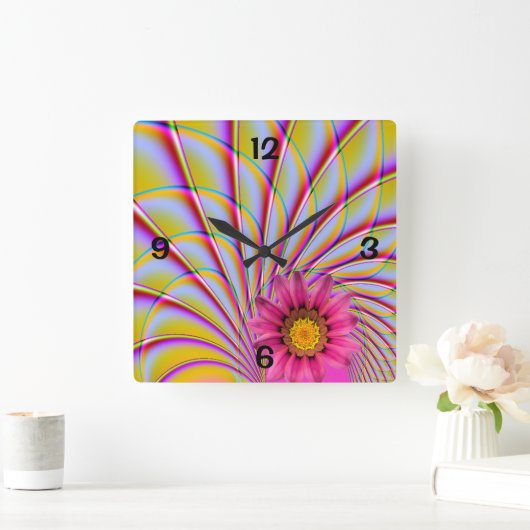 Pink Gerbera Wall Clock Vierkante Klok (Huis)