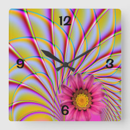 Pink Gerbera Wall Clock Vierkante Klok