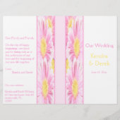 Pink Gerberas on White Wedding Programme (Voorkant)