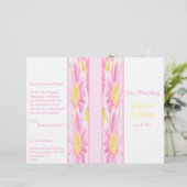 Pink Gerberas on White Wedding Programme (Staand voorkant)