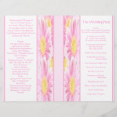 Pink Gerberas on White Wedding Programme (Achterkant)