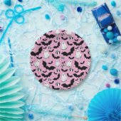 Pink ghost, bats and pumpkins papieren bordje (Feest)