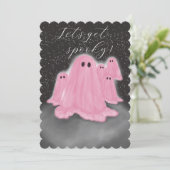 Pink Ghost bij nacht Halloween Party uitnodiging (Staand voorkant)