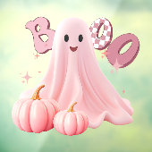 Pink Ghost Boo Window Cling Raamsticker (Vel 3)