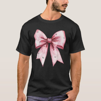 Pink Ghost Bow Coquette Halloween Spooky Seizoen W T-shirt