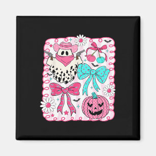 Pink Ghost Coquette Bow Halloween Western Cowgirl Magneet