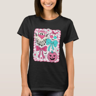 Pink Ghost Coquette Bow Halloween Western Cowgirl T-shirt