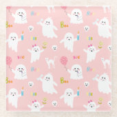 Pink Ghost Fun Halloween Decor Glazen Onderzetter (Voorkant)