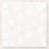 Pink Ghost Fun Halloween Decor Glazen Onderzetter (Achterkant)