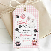 Pink Ghost Halloween 1e verjaardag Cadeaulabel