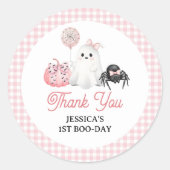 Pink Ghost Halloween 1e verjaardag Ronde Sticker (Voorkant)