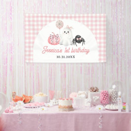 Pink Ghost Halloween 1e verjaardag Spandoek