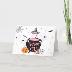 Pink Ghost Halloween Baby gaat Baby shower brouwen Bedankkaart