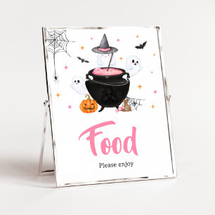 Pink Ghost Halloween-Baby maakt eten Poster