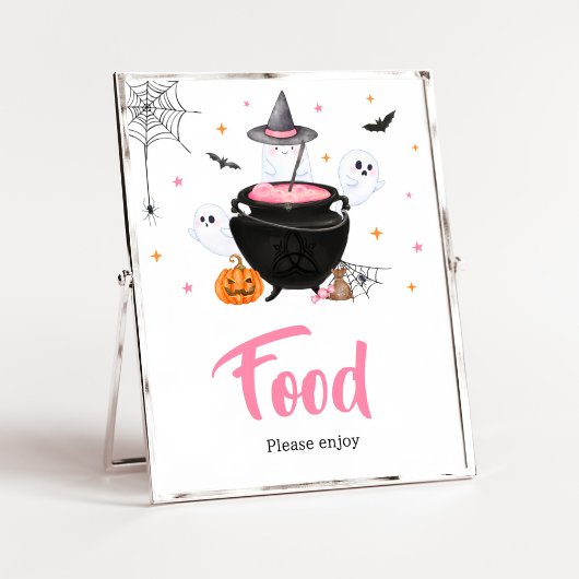 Pink Ghost Halloween-Baby maakt eten Poster