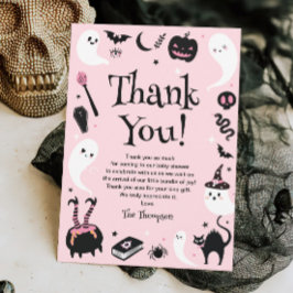 Pink Ghost Halloween Baby shower Bedankkaart