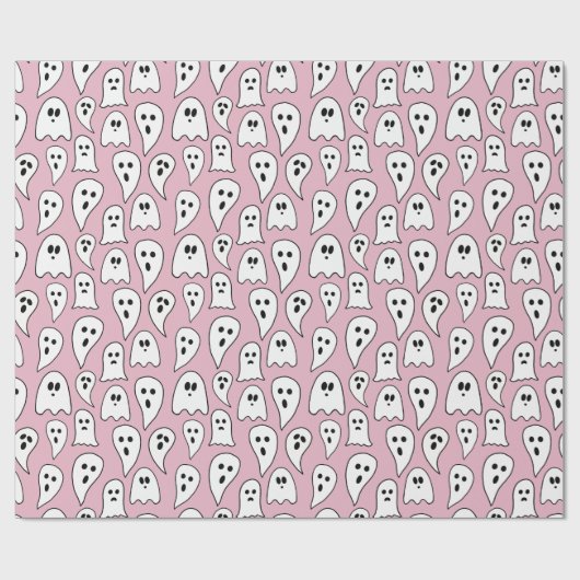 Pink Ghost Halloween Cadeaupapier (Vlak)