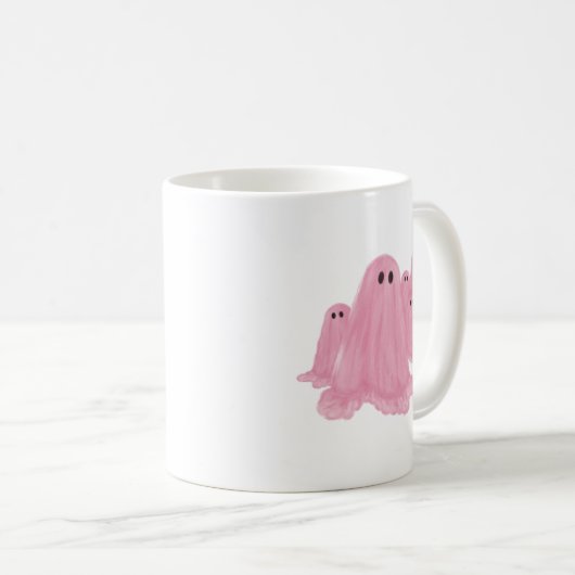Pink Ghost Halloween Coffee Mok (Voorkant rechts)