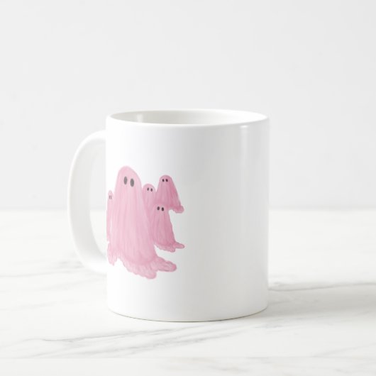 Pink Ghost Halloween Coffee Mok (Voorkant links)