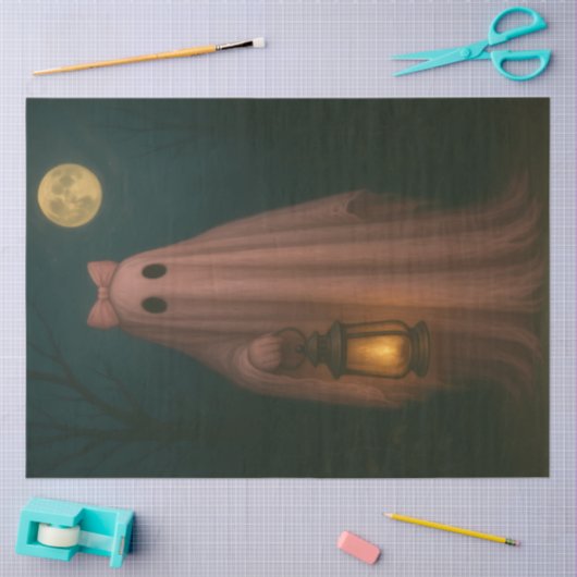 Pink Ghost Halloween Decoupage Whimsical Gothic Tissuepapier (Craft)