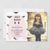 Pink Ghost Halloween elk jaar uitnodiging voor de  (Voorkant)