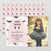 Pink Ghost Halloween elk jaar uitnodiging voor de  (Voorkant / Achterkant)