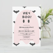Pink Ghost Halloween elk jaar uitnodiging voor de  (Staand voorkant)