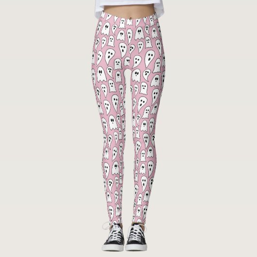 Pink Ghost Halloween Leggings (Voorkant)