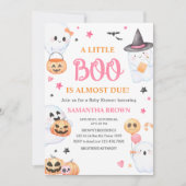 Pink Ghost Halloween Little Boo Baby shower Kaart (Voorkant)
