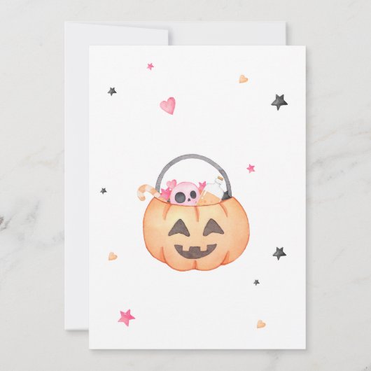 Pink Ghost Halloween Little Boo Baby shower Kaart (Achterkant)