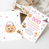 Pink Ghost Halloween Little Boo Baby shower Kaart