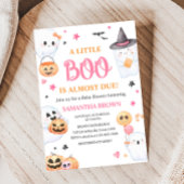 Pink Ghost Halloween Little Boo Baby shower Kaart